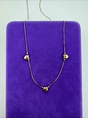 💛 Vintage 10k Gold Heart Station Necklace